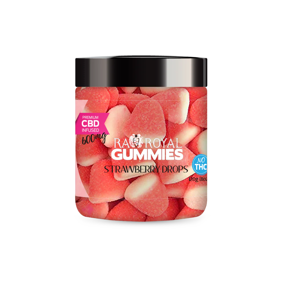 RA Royal, CBD Gummies, Strawberry Drop Flavor, 4-8oz, 300-600mg CBD