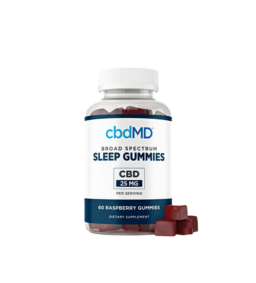 CBD Sleep Gummies, Broad Spectrum, Raspberry, 750mg CBD, THC free