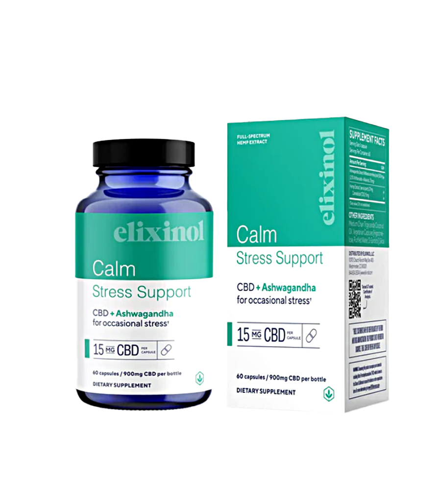 CBD Capsules, Full Spectrum, Calm Stress Support, 900mg CBD