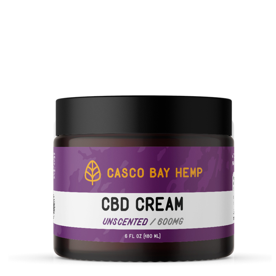 Casco Bay Hemp, CBD Cream, Unscented, 6oz, 600mg CBD