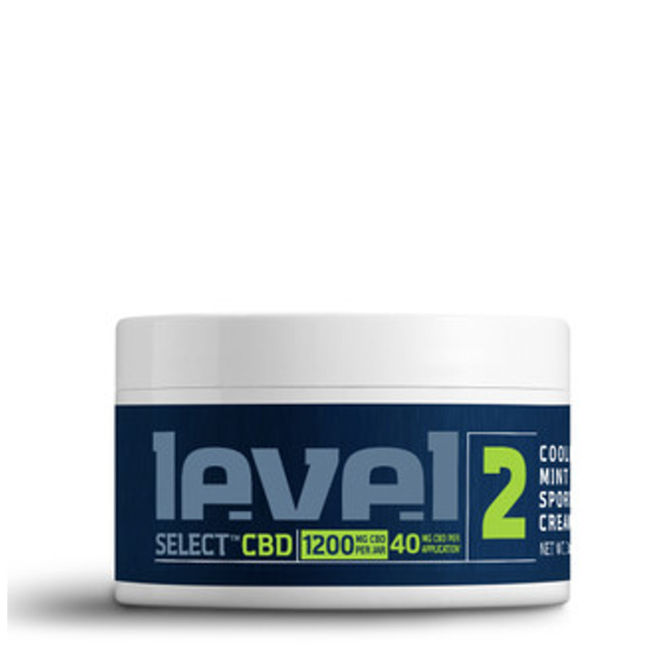 Level Select CBD Sports, CBD Sports Cream, Relief & Recovery, 3oz, 1200mg CBD, THC Free