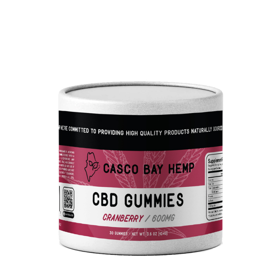 Casco Bay Hemp, CBD Gummies, Cranberry Flavor, 30ct, 600mg CBD