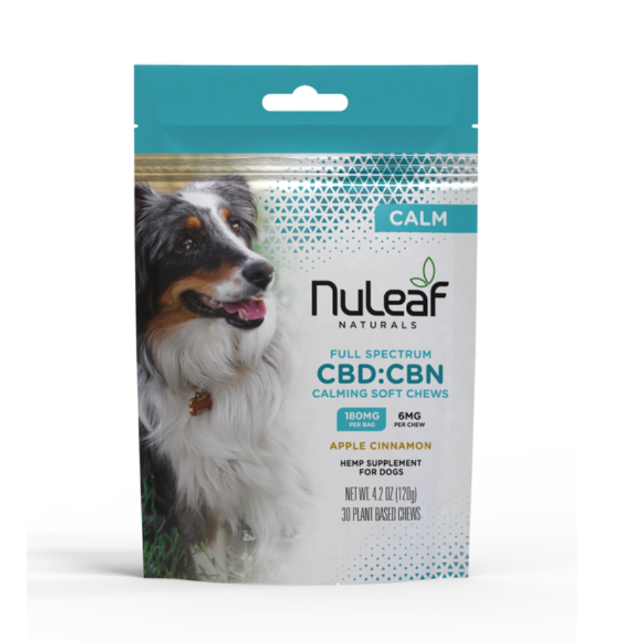 NuLeaf Naturals, Full Spectrum, CBD Calming Chews for Dogs, 4.2oz, 180mg CBD