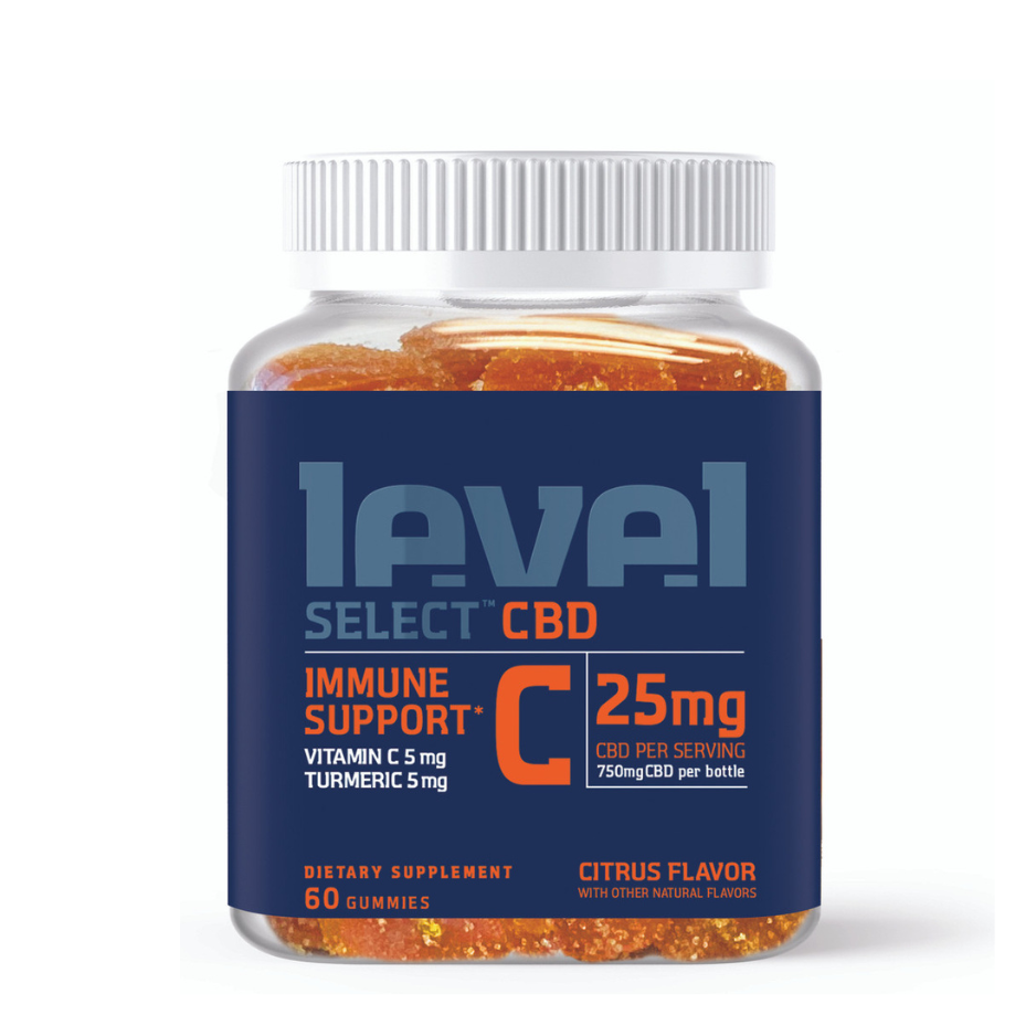 Level Select CBD Sports, CBD Gummies, Immune Support, Citrus Flavor, 60pc, 750mg CBD, THC Free