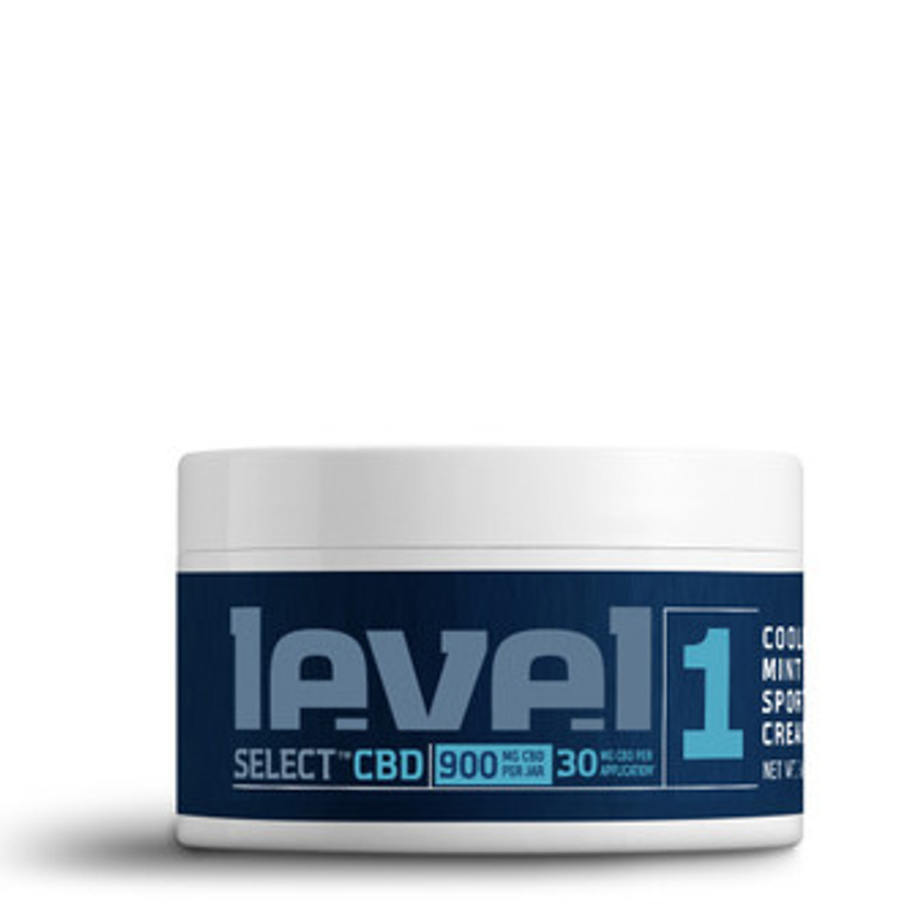 Level Select CBD Sports, CBD Sports Cream, Relief & Recovery, 3oz, 900mg CBD, THC Free