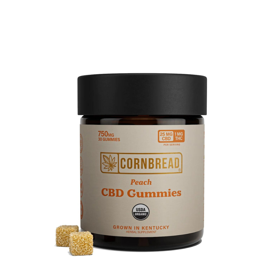 Cornbread, Full Spectrum, CBD Gummies, Peach Flavor, 30ct, 750-1500mg CBD + 30-60mg THC
