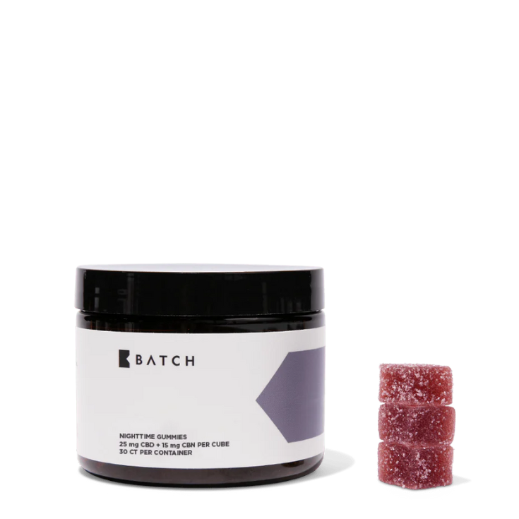 Batch, Full Spectrum, CBD Nighttime Gummies, Raspberry Flavor, 30ct, 750-1500mg CBD + CBN