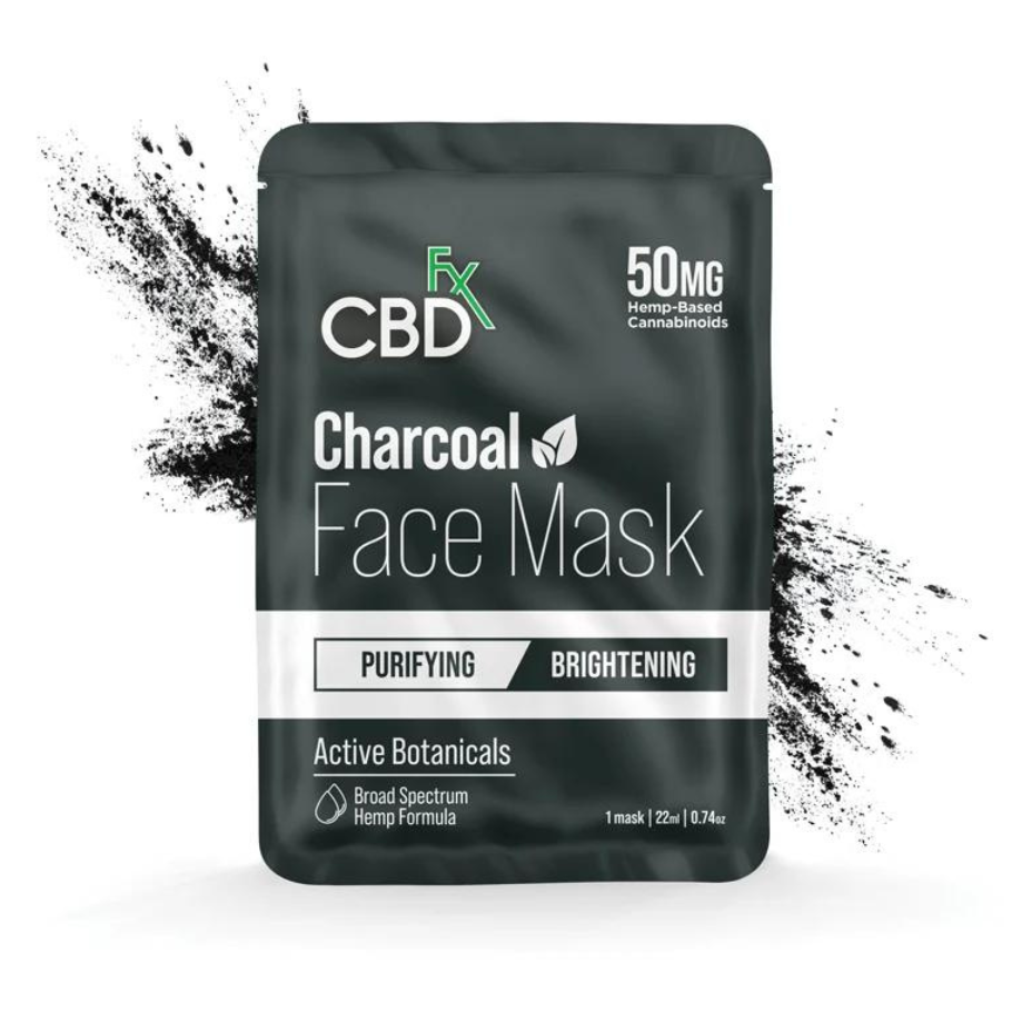 CBDFx, Broad Spectrum, CBD Face Mask, Charcoal, Purifying & Brightening, 1pc, 50mg CBD