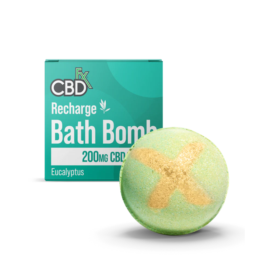 CBDFx,CBD Bath Bomb, Eucalyptus Scented, Recharge, 5oz, 200mg CBD