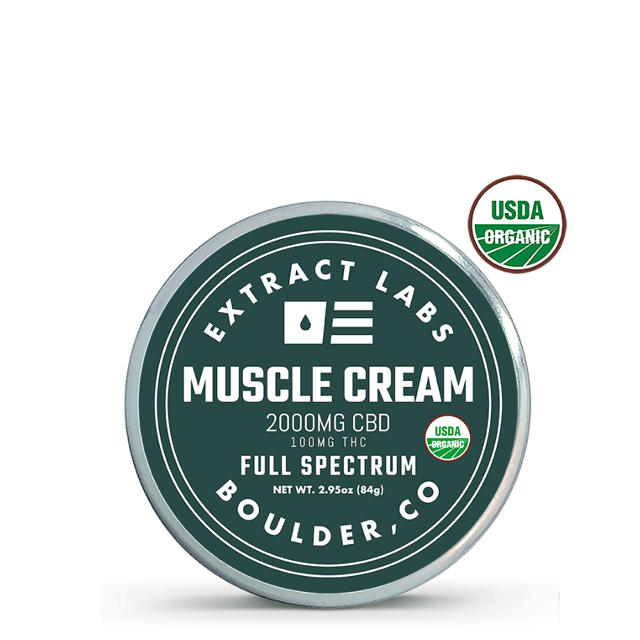 Extract Labs, CBD Muscle Cream, 2.95oz, 2000mg CBD + 100mg THC