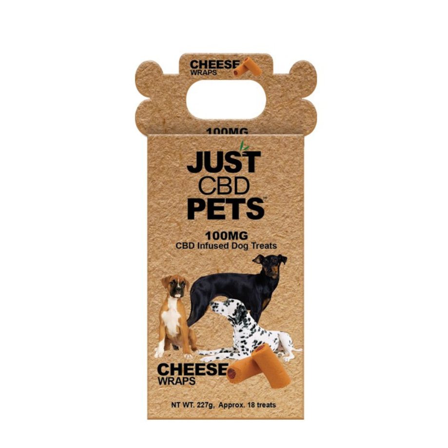 Just CBD, JustPets CBD Dog Treats, Cheese Wraps, 227g, 100mg CBD