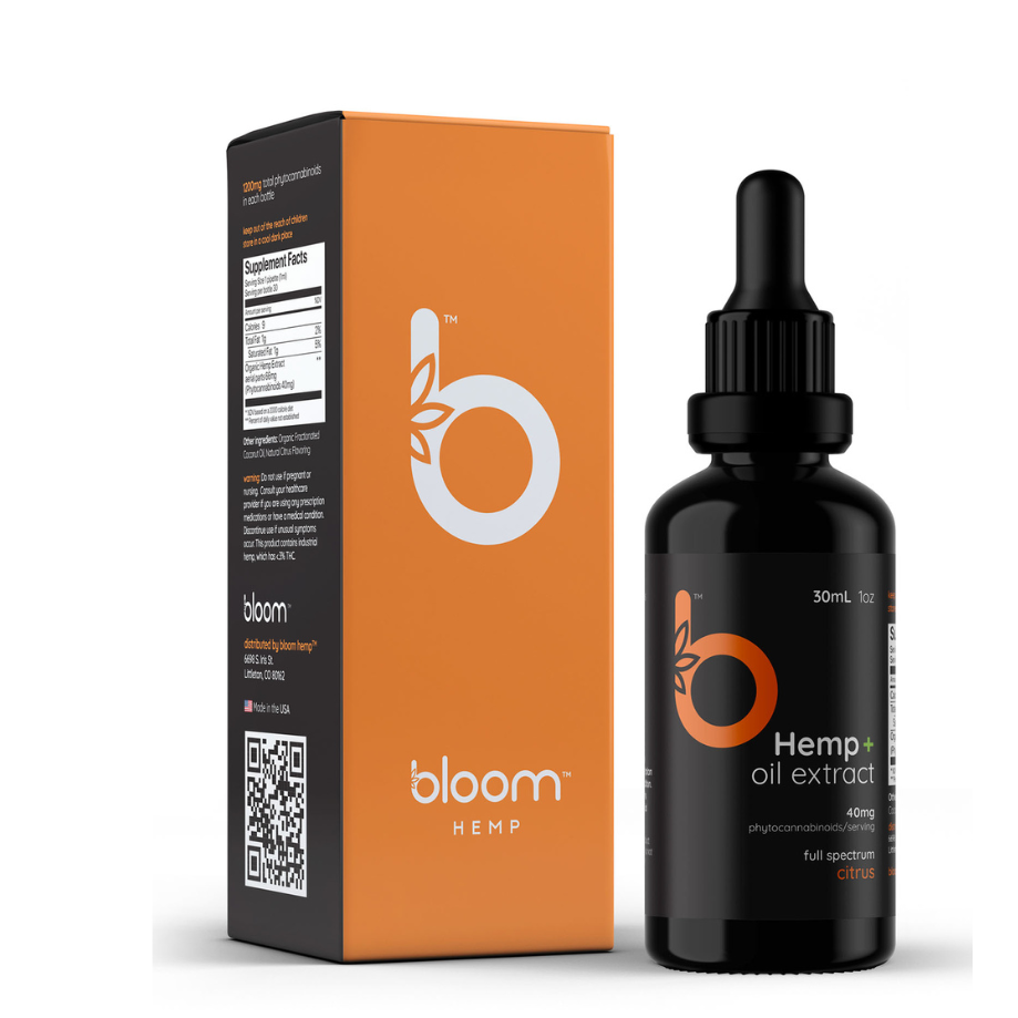 Bloom, Full Spectrum Fundamental CBD Tincture Oil, Citrus, 1oz, 600-1800mg CBD