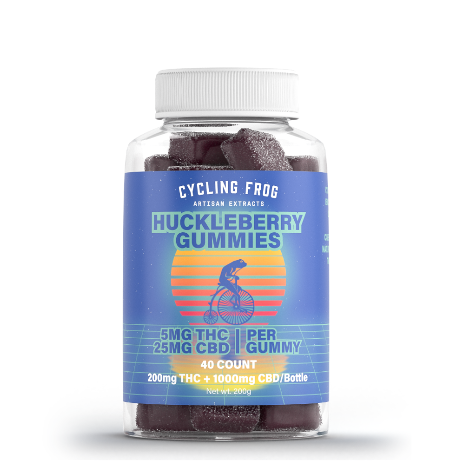 Cycling Frog, Full Spectrum, CBD Gummies, Huckleberry Flavor, 40ct, 1000mg CBD + 200mg THC