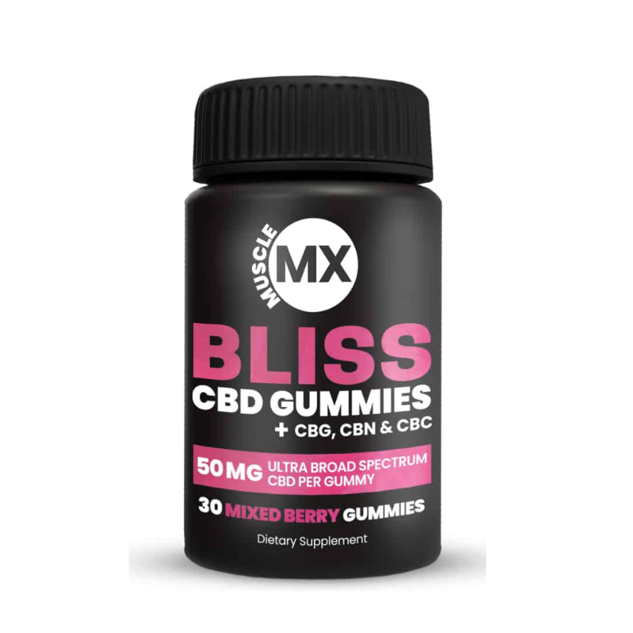Muscle MX, Broad Spectrum, Bliss CBD Gummies, Mixed Berry Flavor, 30pc, 1500mg CBD, THC Free