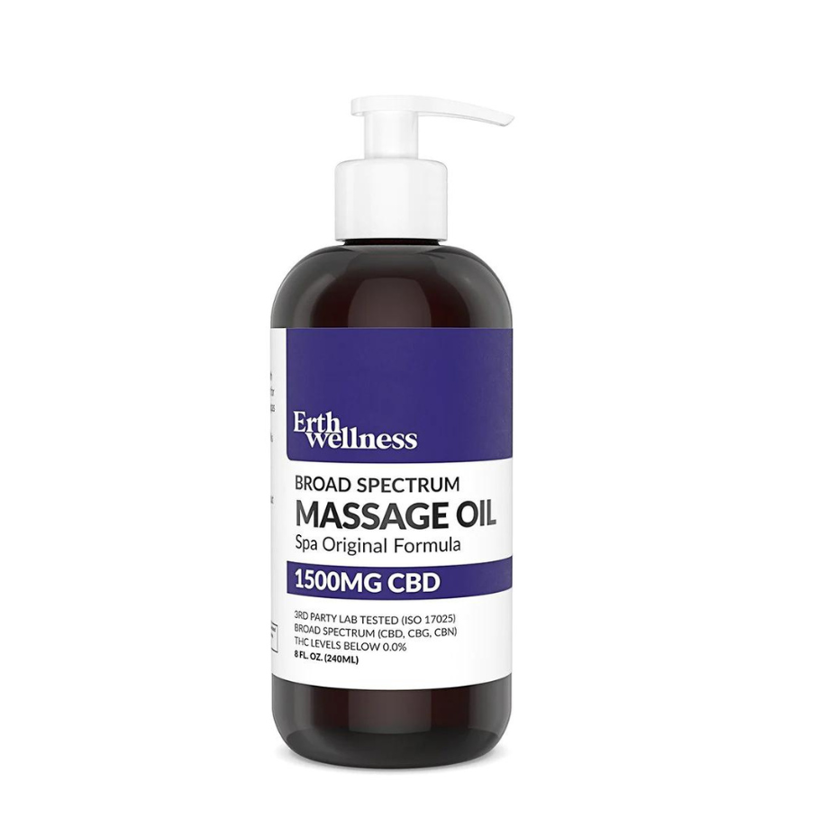 Erth Wellness, Broad Spectrum, CBD Massage Oil Spa Original, 8oz, 1500mg CBD, THC Free