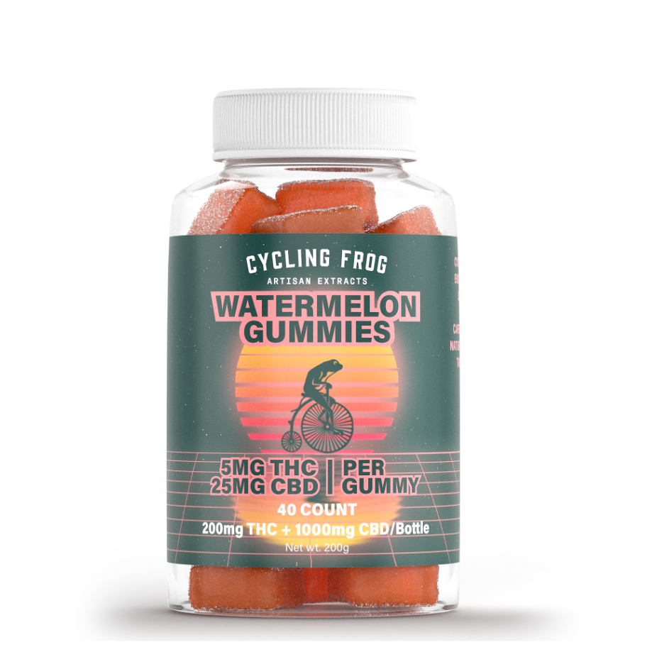 Cycling Frog, Full Spectrum, CBD Gummies, Watermelon Flavor, 40ct, 1000mg CBD + 200mg THC