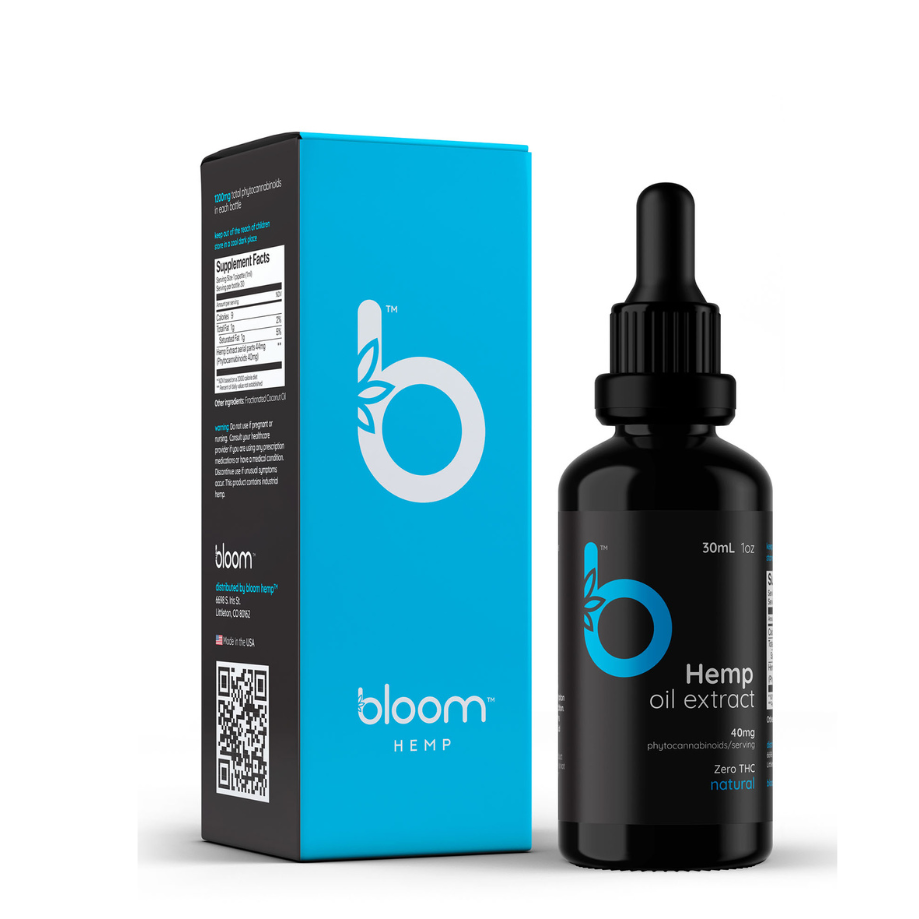 Bloom, Fundamental Zero THC Natural Tincture Oil, 1oz, 600-1800mg CBD, THC Free