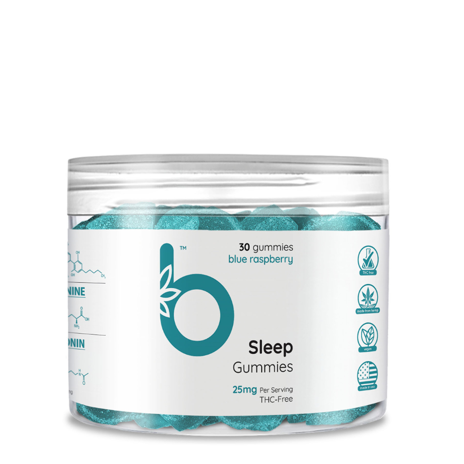 Bloom, CBD Sleep Gummies, Blue Raspberry Flavor, Sleep & Calm, 30ct, 750mg CBD