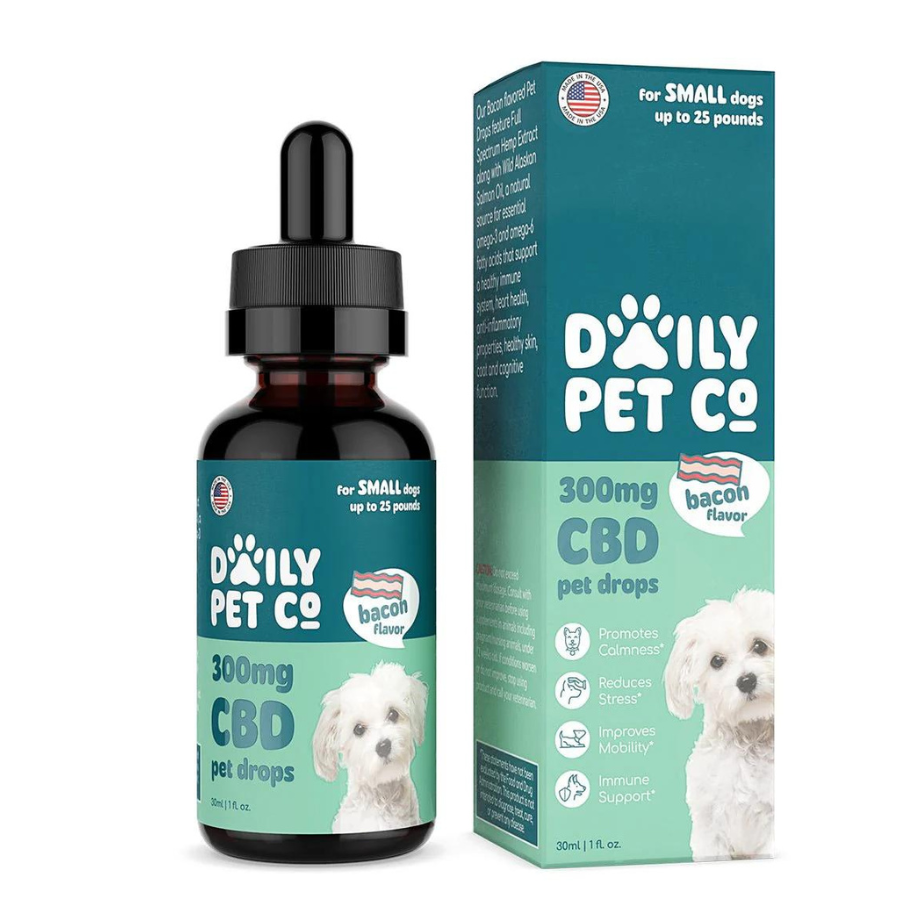 Daily Pet Co, CBD Pet Drops for Dogs, Bacon Flavored, 1oz, 300-900mg CBD