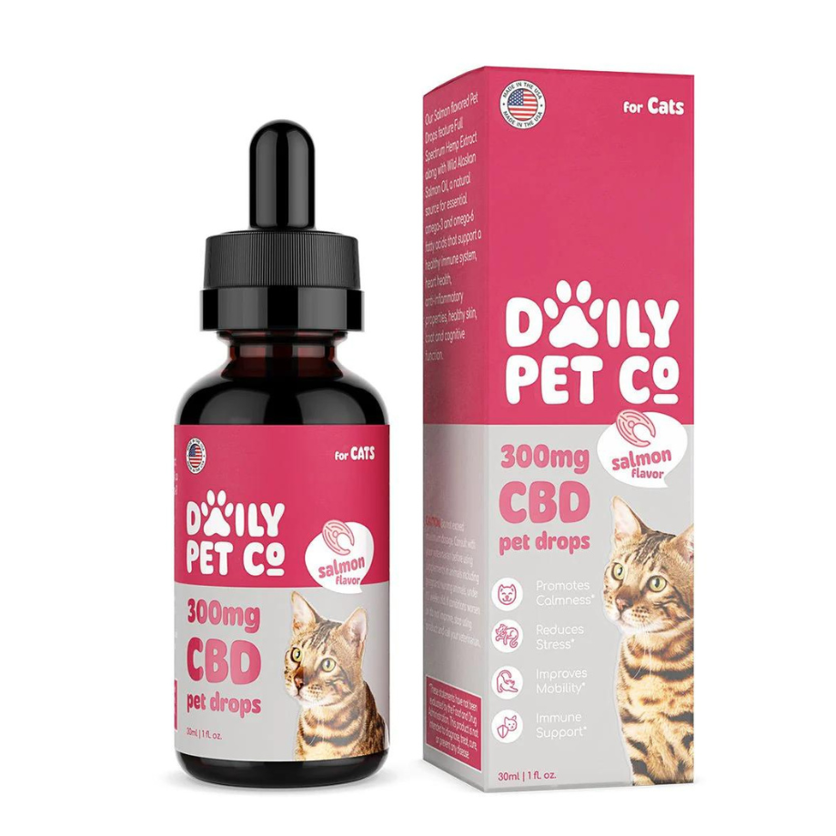 Daily Pet Co, Full Spectrum, CBD Pet Drops for Cats, Salmon Flavored, 1oz, 300mg CBD