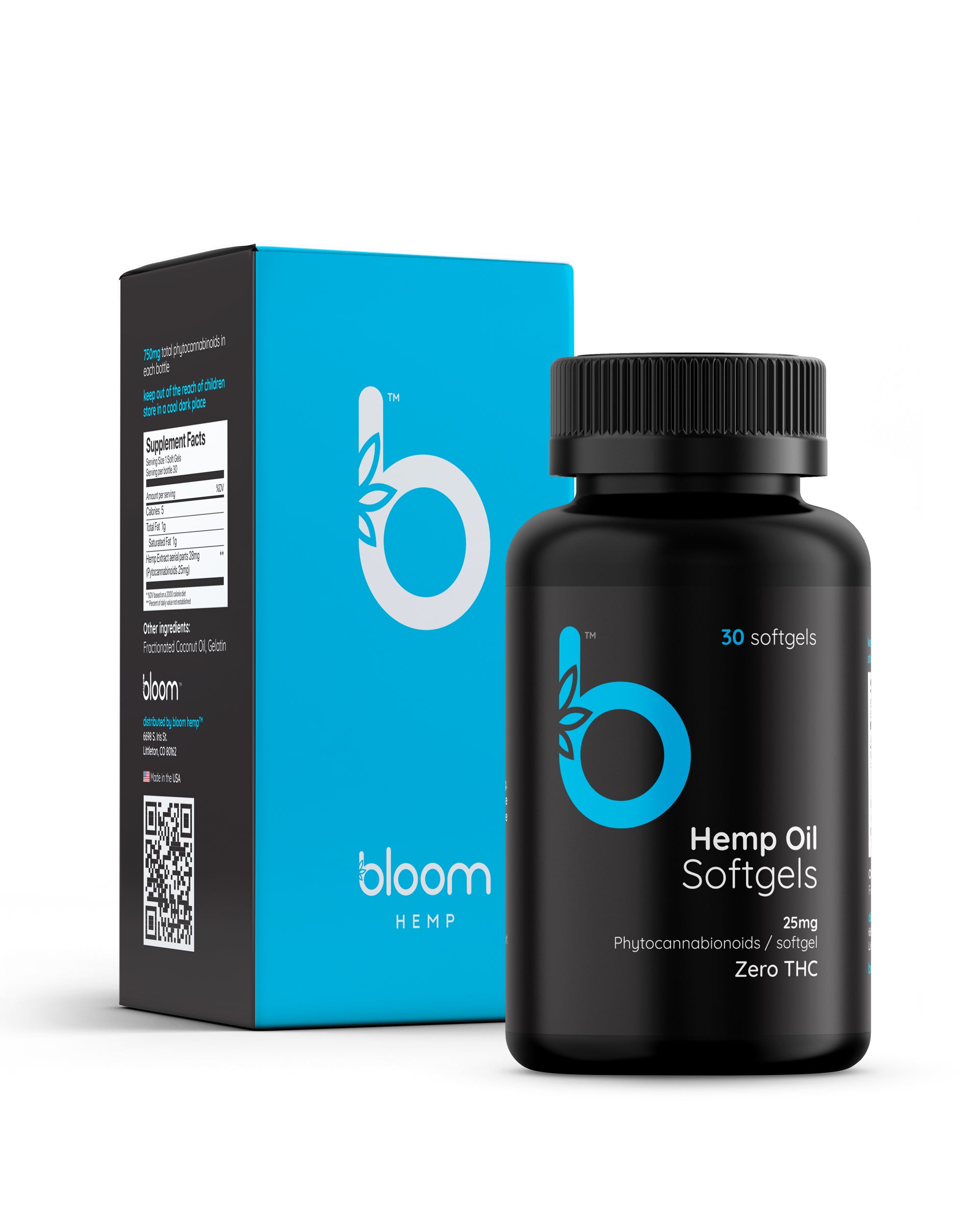 Bloom, Broad Spectrum, Fundamental Zero THC, CBD Softgels Capsules, 30ct, 750mg CBD, THC Free