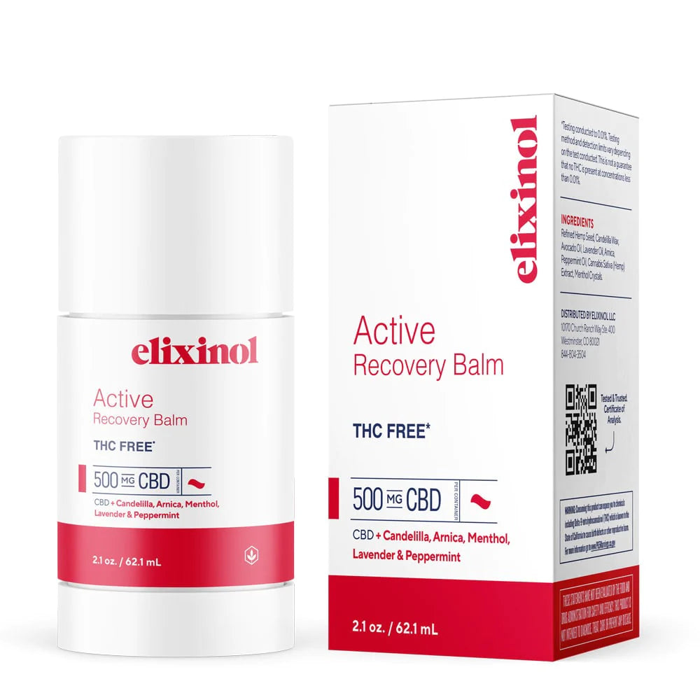 Elixinol, Broad Spectrum, CBD Active Recovery Balm, 2.1oz, 500mg CBD, THC Free