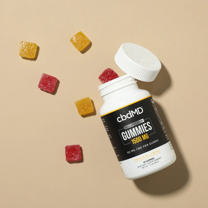 cbdMD, Full Spectrum, CBD Gummies, Tropical Twist Flavor, 30ct, 1500mg CBD