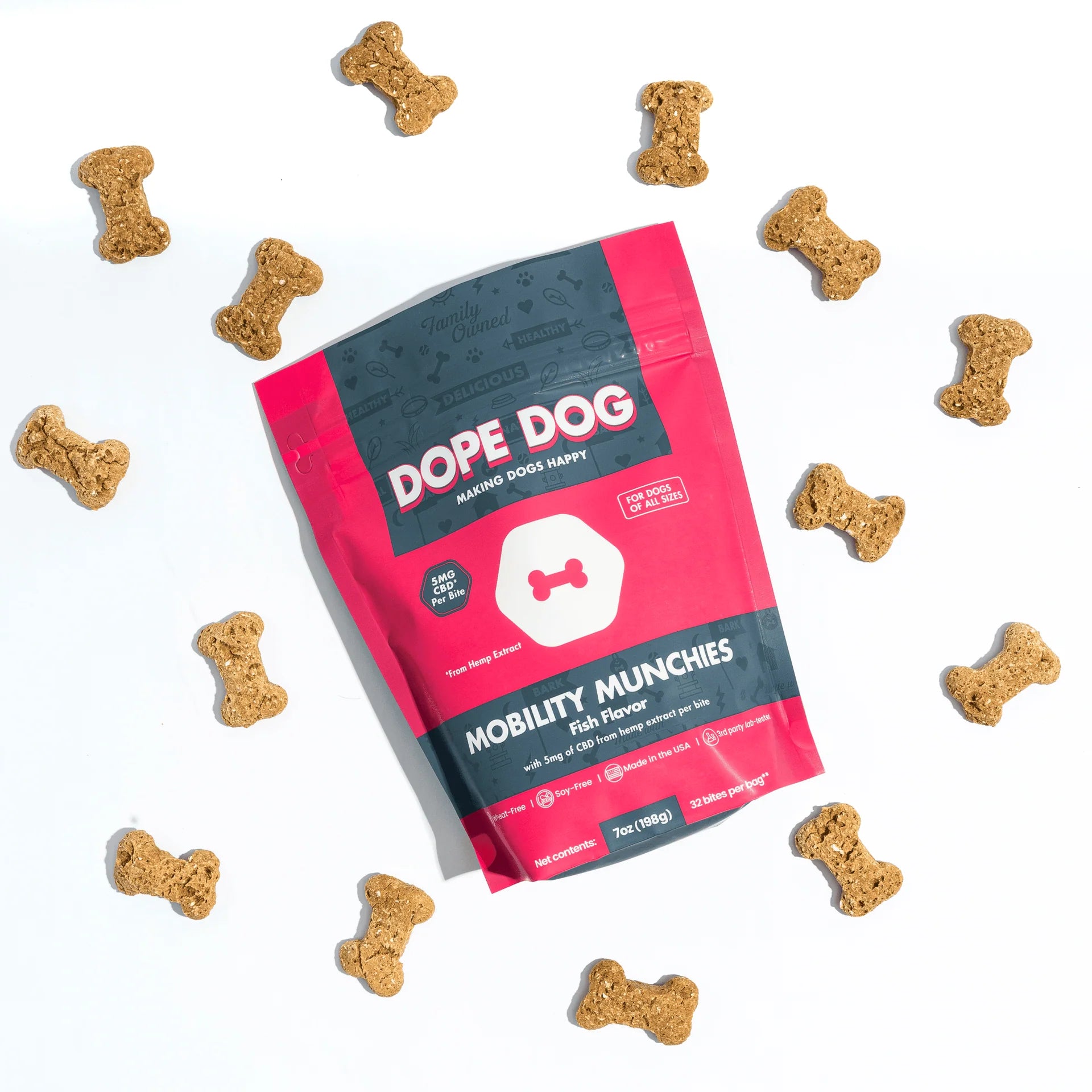 Dope Dog, Mobility Munchies CBD Dog Treats, Fish Flavor, Hip & Joint Support, 7oz, 160mg CBD